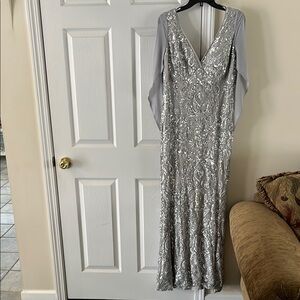 Elegant Silver Sequin Gown